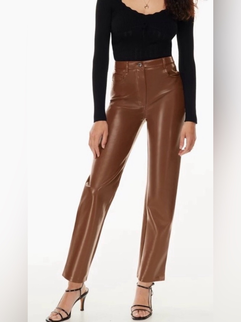 Wilfred The Melina Brown Faux Leather Straight Pants Size 8
